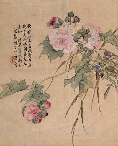 汤世澍 丁酉（1897年）作 花卉 立轴